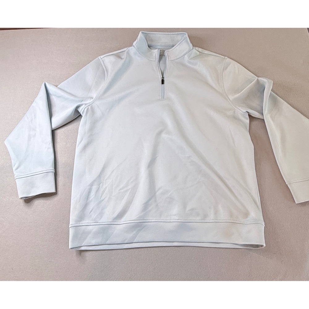 Hickey Freeman Quarter Zip Pullover Light Blue Ribbed Mens Large